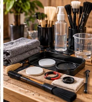 Complete Espresso Maintenance Kit: Cafiza, Blind Basket, Brushes, Gaskets and the Stuff You'll Actually Use editorial coffee gear image